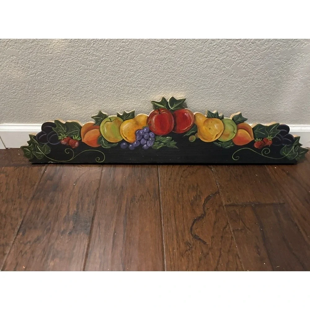 Vtg Hand Painted Fruit Wall Plaque 33.5